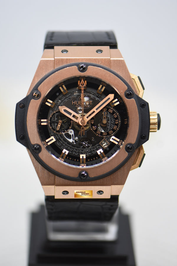 HUBLOT KING POWER UNICO CHRONOGRAPH 48mm ROSE GOLD IN LEATHER STRAP AUTOMATIC 701.OX.0180.RX (MINT)