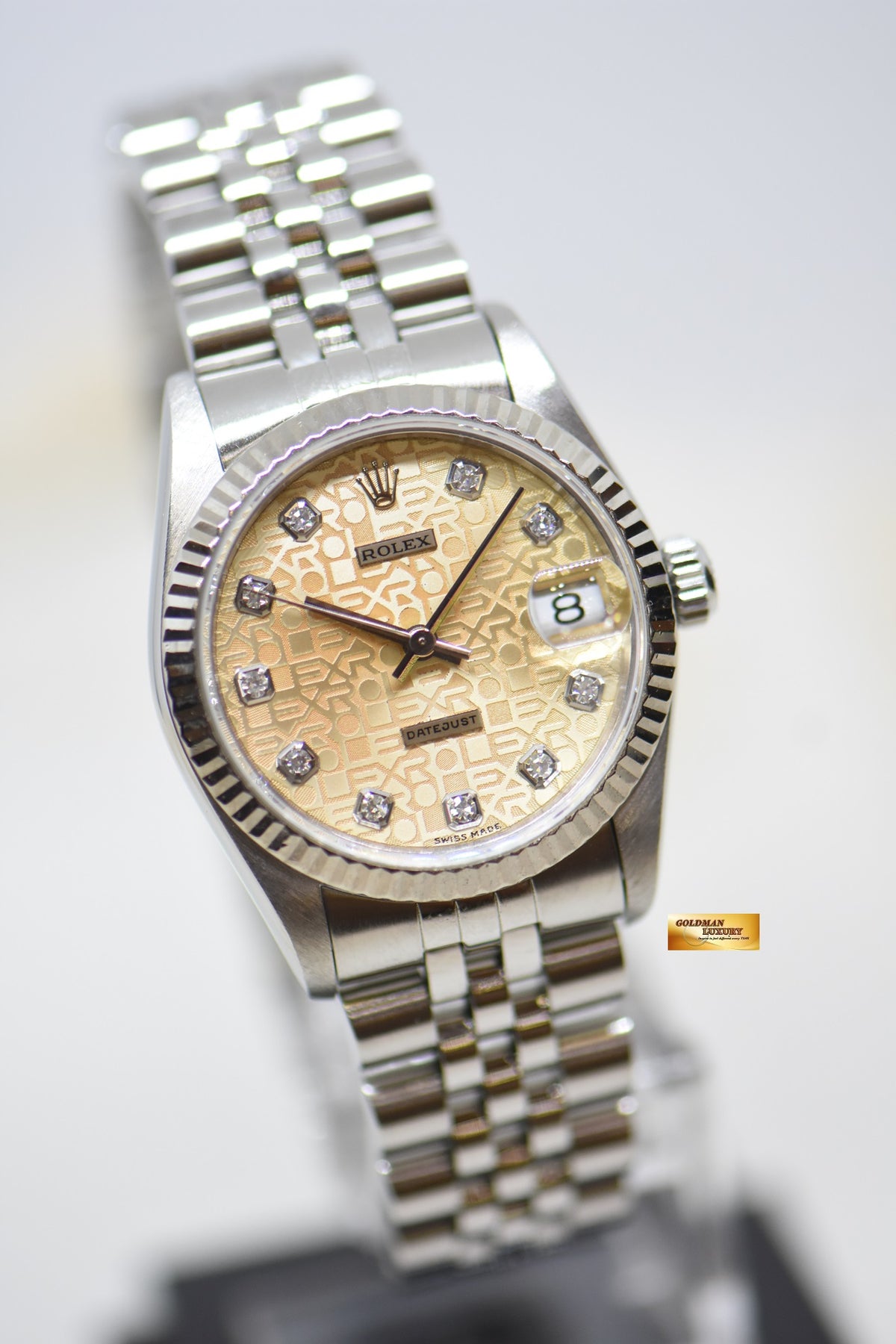[SOLD] ROLEX OYSTER DATEJUST 31mm STEEL IN JUBILEE BRACELET COMPUTER SALMON DIAMOND DIAL 68274 (MINT)