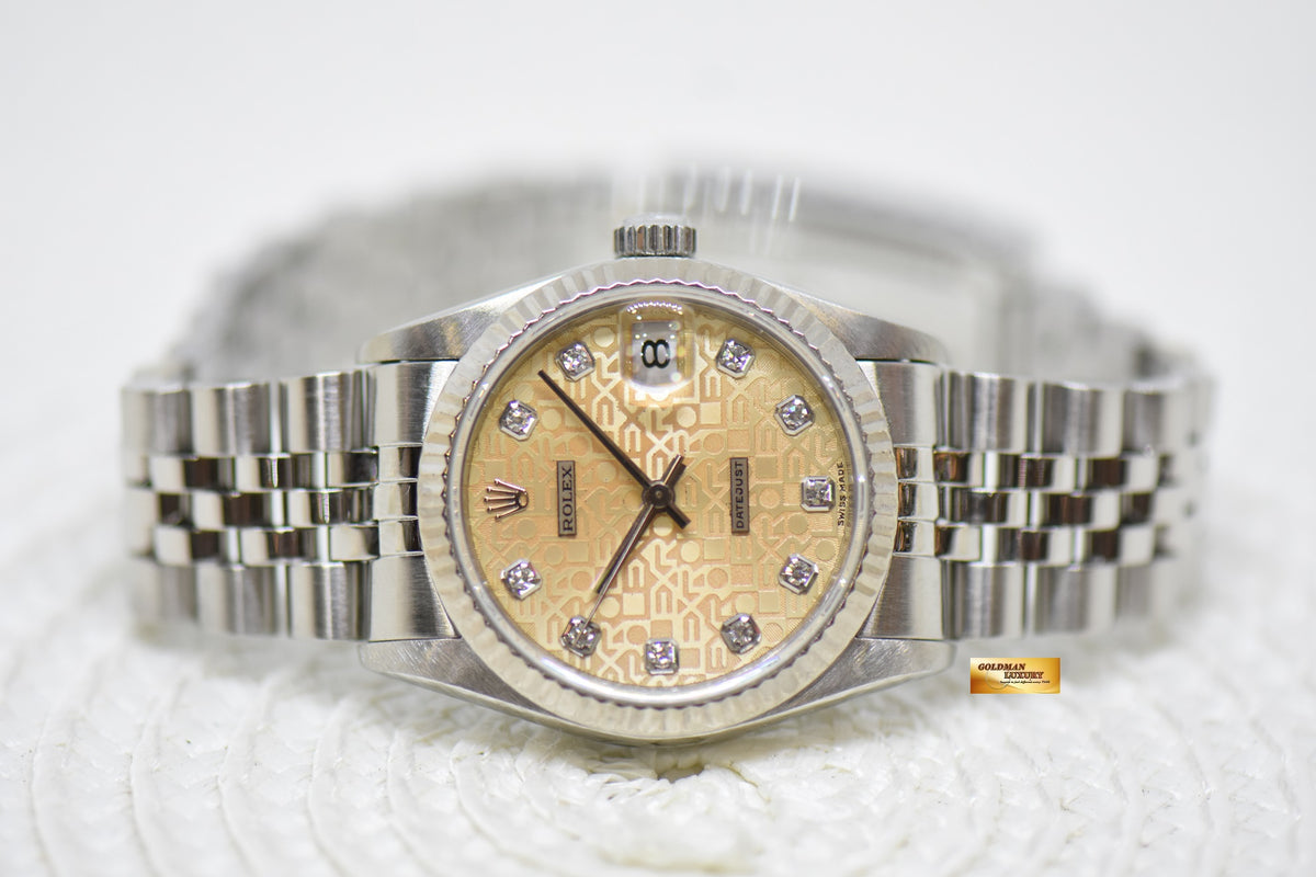 [SOLD] ROLEX OYSTER DATEJUST 31mm STEEL IN JUBILEE BRACELET COMPUTER SALMON DIAMOND DIAL 68274 (MINT)