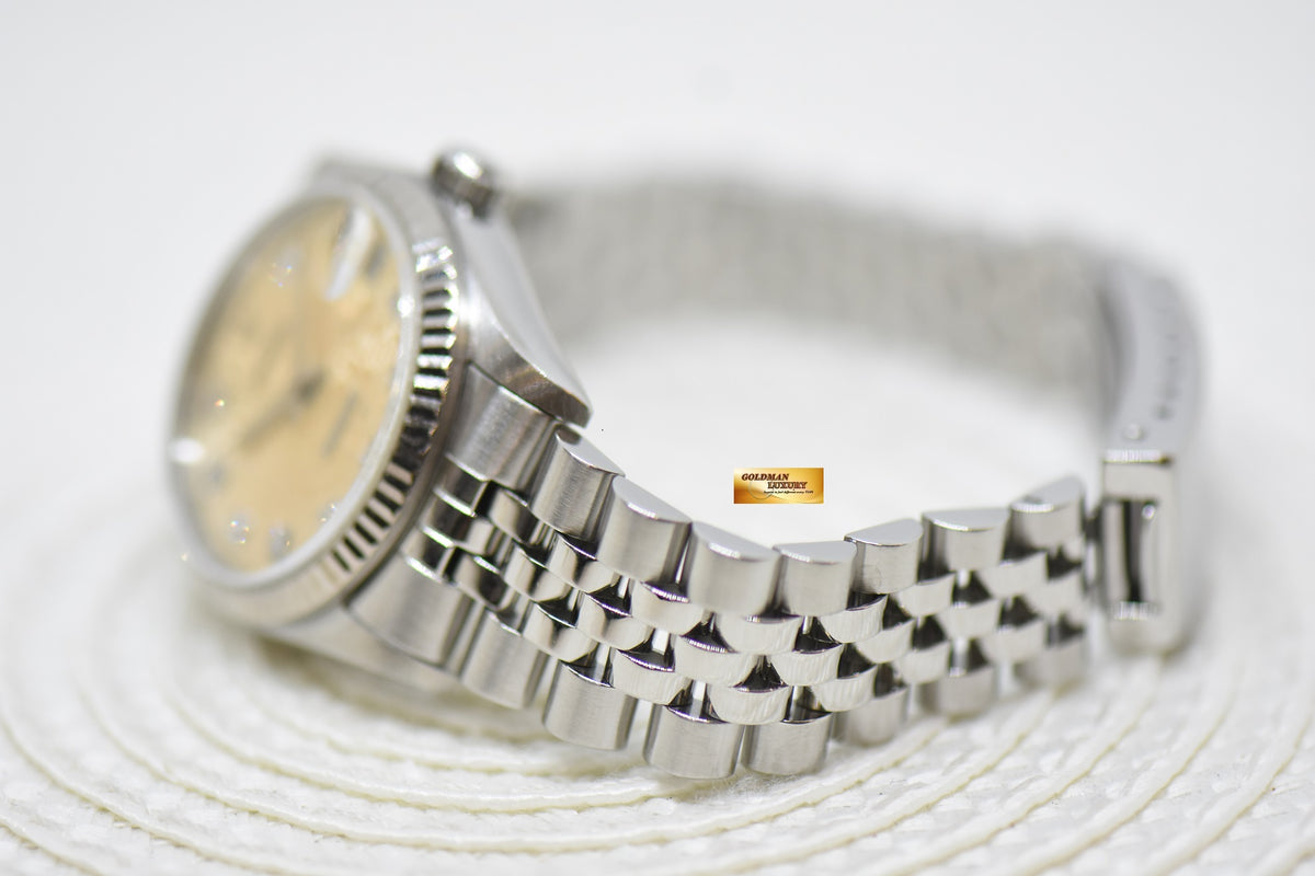 [SOLD] ROLEX OYSTER DATEJUST 31mm STEEL IN JUBILEE BRACELET COMPUTER SALMON DIAMOND DIAL 68274 (MINT)