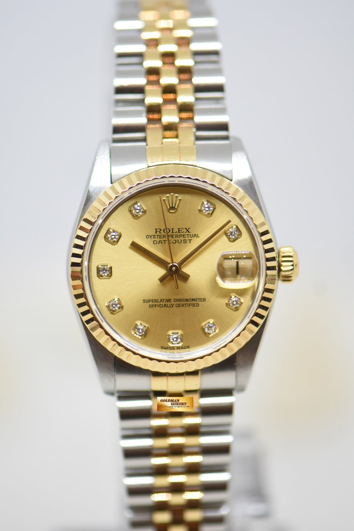 [SOLD] ROLEX OYSTER DATEJUST 31mm HALF-GOLD IN JUBILEE BRACELET GOLD DIAMOND DIAL 78273 (MINT)