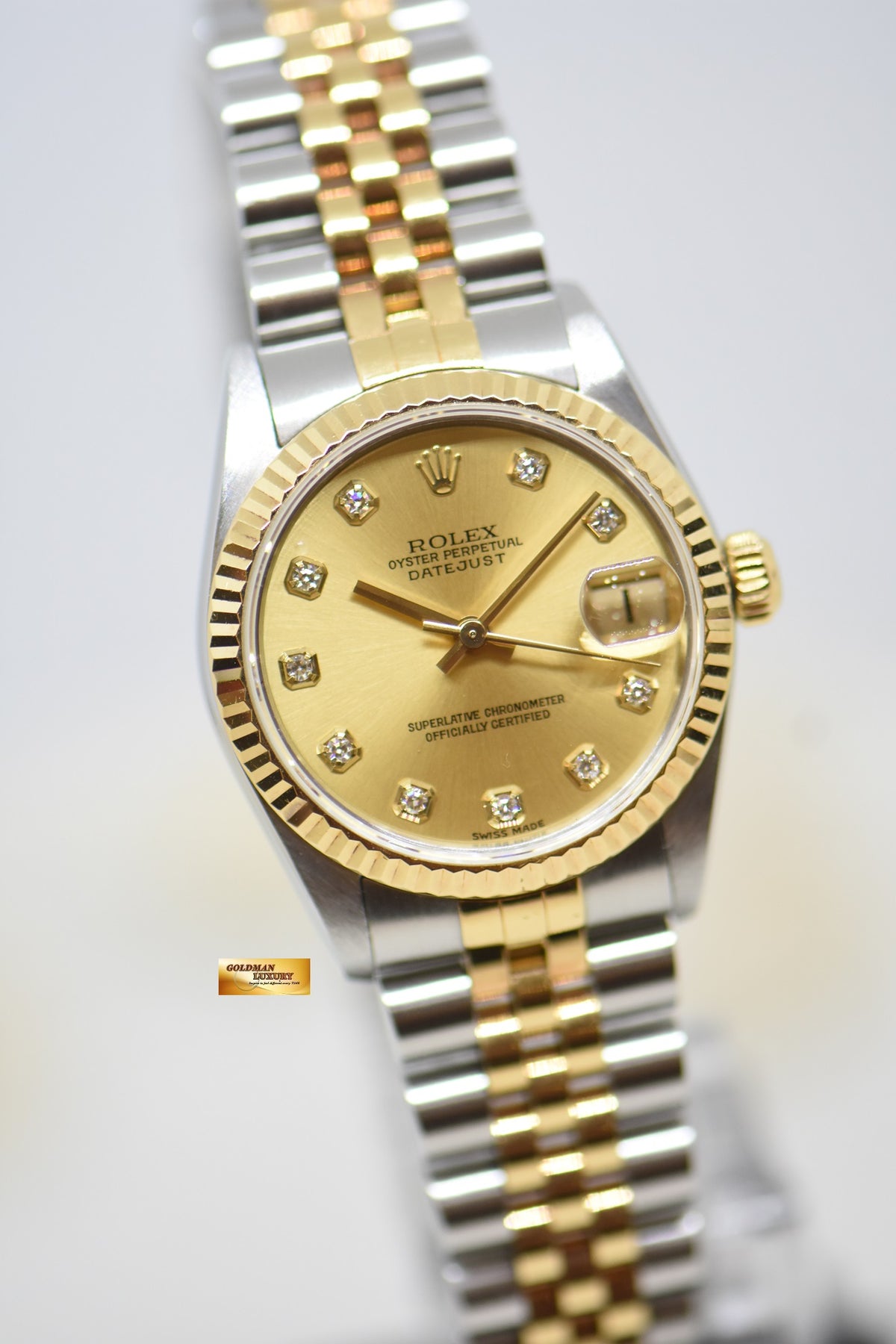[SOLD] ROLEX OYSTER DATEJUST 31mm HALF-GOLD IN JUBILEE BRACELET GOLD DIAMOND DIAL 78273 (MINT)