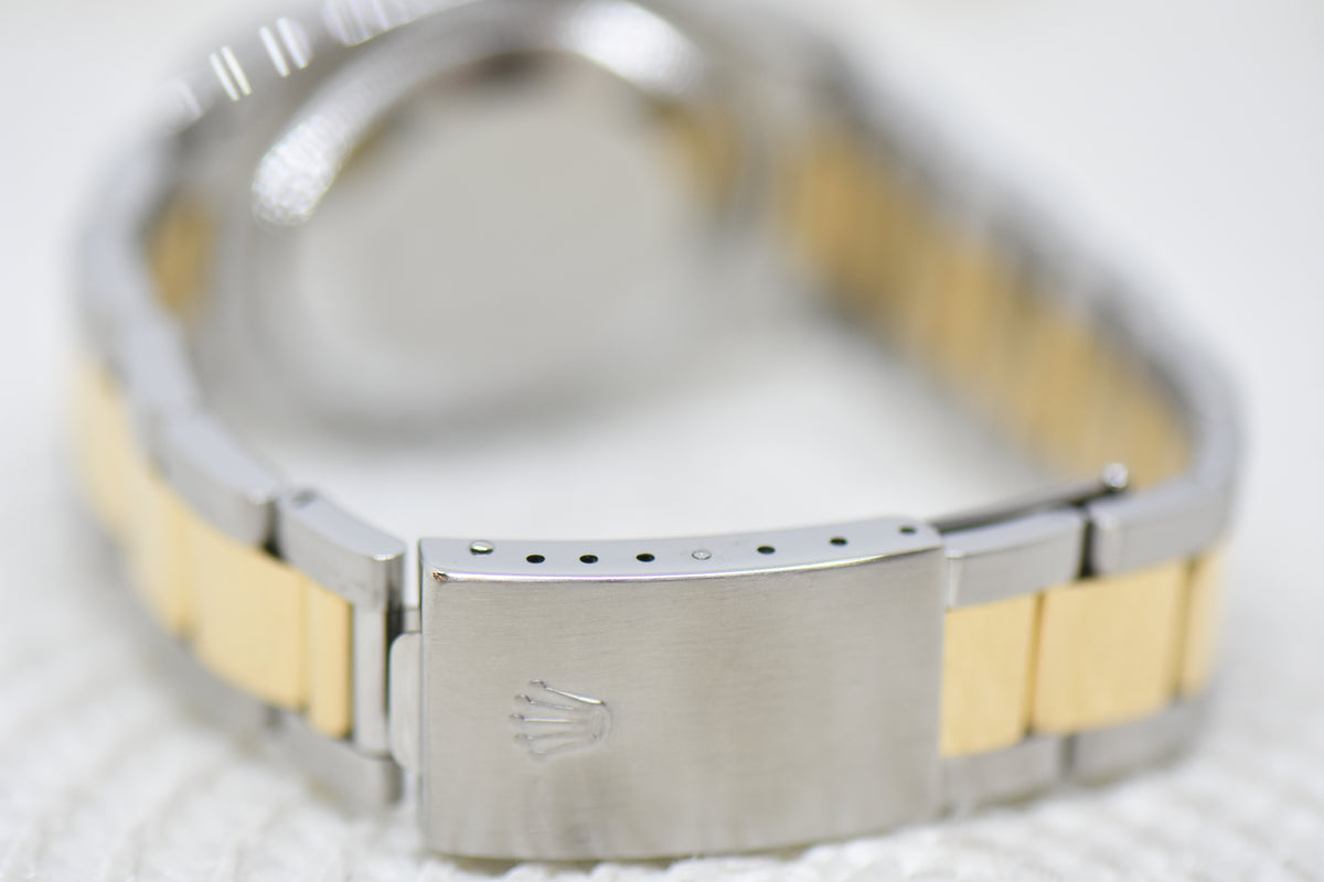 [SOLD] ROLEX OYSTER DATEJUST 36mm HALF-GOLD IN OYSTER BRACELET WHITE ARABIC DIAL 16203 (MINT)
