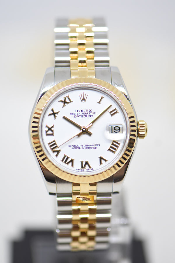 [SOLD] ROLEX OYSTER DATEJUST 31mm HALF-GOLD IN JUBILEE BRACELET WHITE ROMAN DIAL 178273 (MINT)