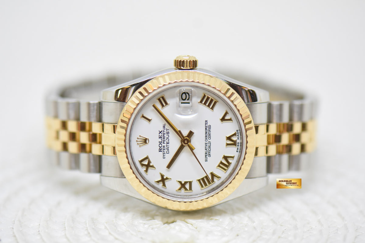 [SOLD] ROLEX OYSTER DATEJUST 31mm HALF-GOLD IN JUBILEE BRACELET WHITE ROMAN DIAL 178273 (MINT)