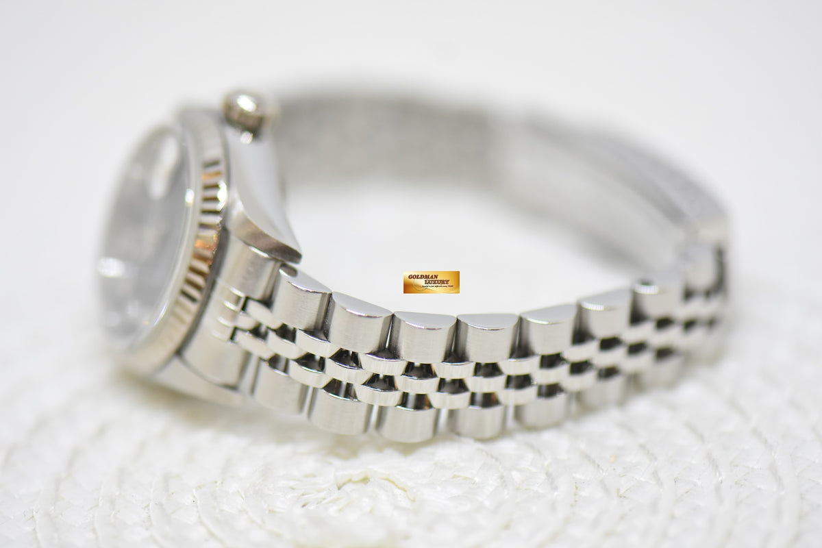 [SOLD] ROLEX OYSTER DATEJUST 26mm STEEL IN JUBILEE BRACELET BLACK DIAMOND DIAL 69174 (MINT)