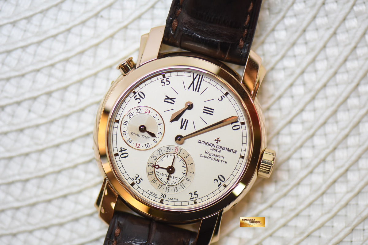 [SOLD] VACHERON CONSTANTIN MALTE 39mm REGULATEUR DUAL TIME ROSE GOLD IN LEATHER STRAP AUTOMATIC 42005/2 (MINT)