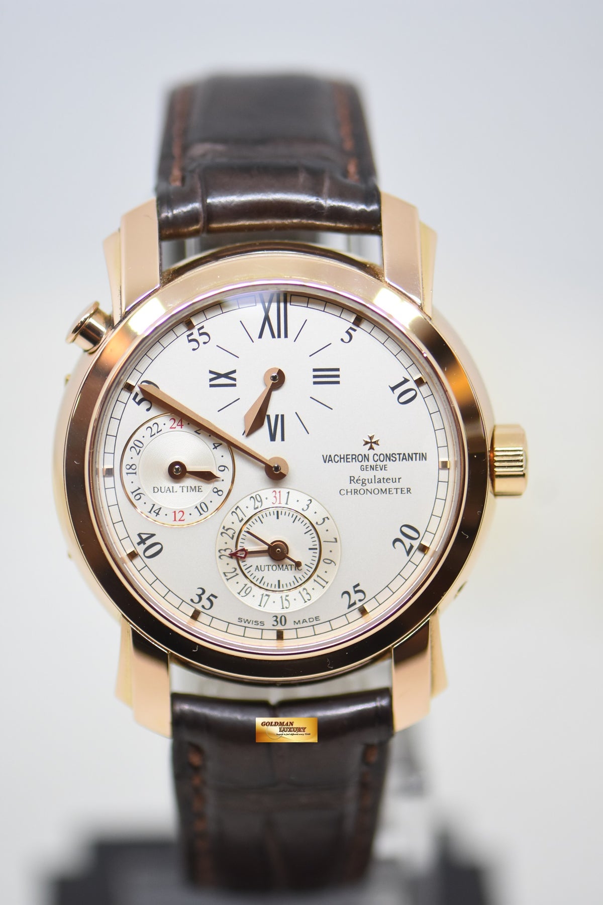 [SOLD] VACHERON CONSTANTIN MALTE 39mm REGULATEUR DUAL TIME ROSE GOLD IN LEATHER STRAP AUTOMATIC 42005/2 (MINT)