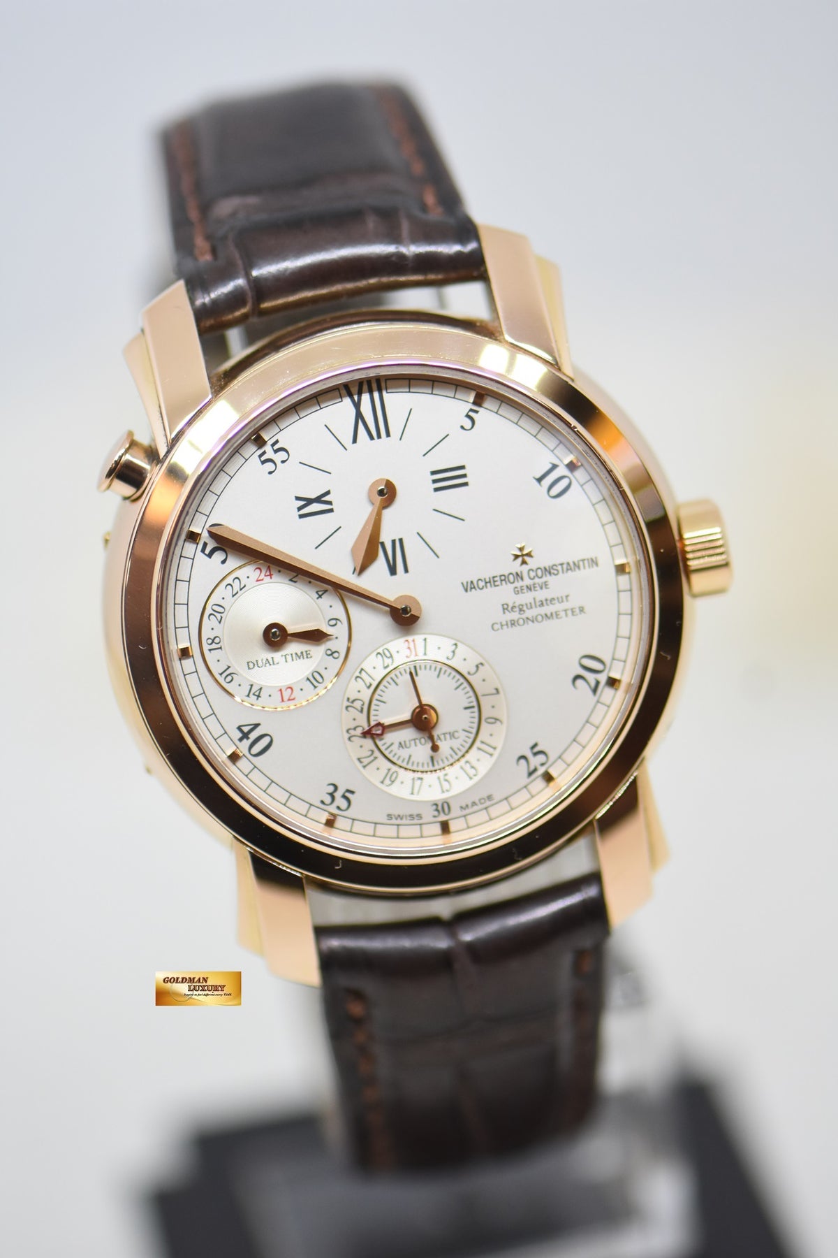 [SOLD] VACHERON CONSTANTIN MALTE 39mm REGULATEUR DUAL TIME ROSE GOLD IN LEATHER STRAP AUTOMATIC 42005/2 (MINT)