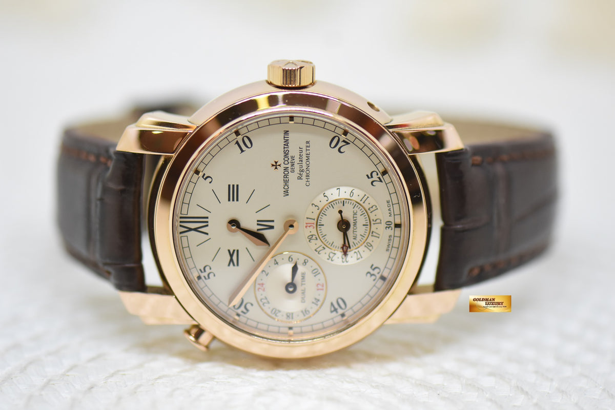 [SOLD] VACHERON CONSTANTIN MALTE 39mm REGULATEUR DUAL TIME ROSE GOLD IN LEATHER STRAP AUTOMATIC 42005/2 (MINT)