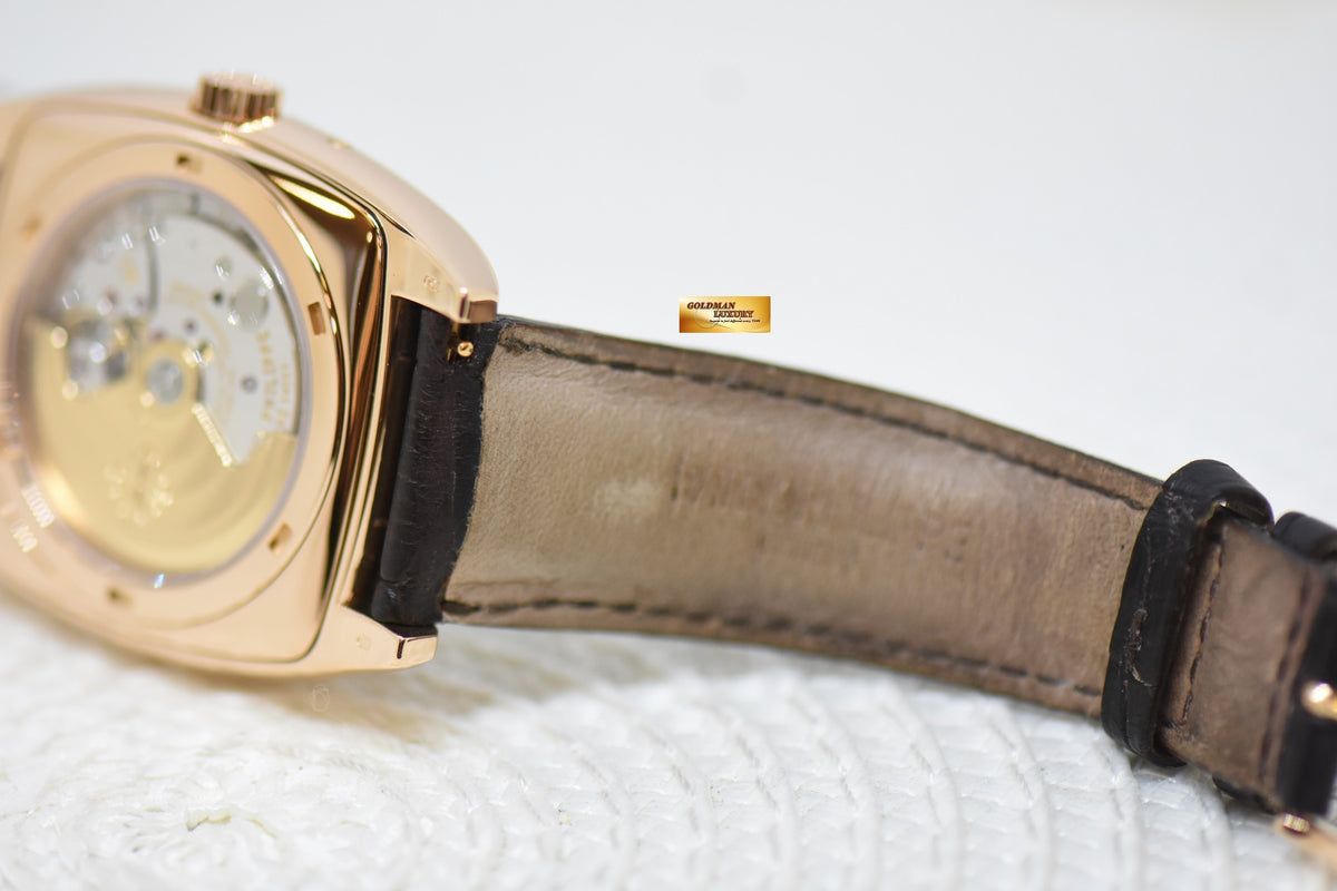 [SOLD] PATEK PHILIPPE ANNUAL CALENDAR with MOONPHASE GONDOLO TONNEAU ROSE GOLD IN LEATHER STRAP MEN’S AUTOMATIC 5135R (MINT)