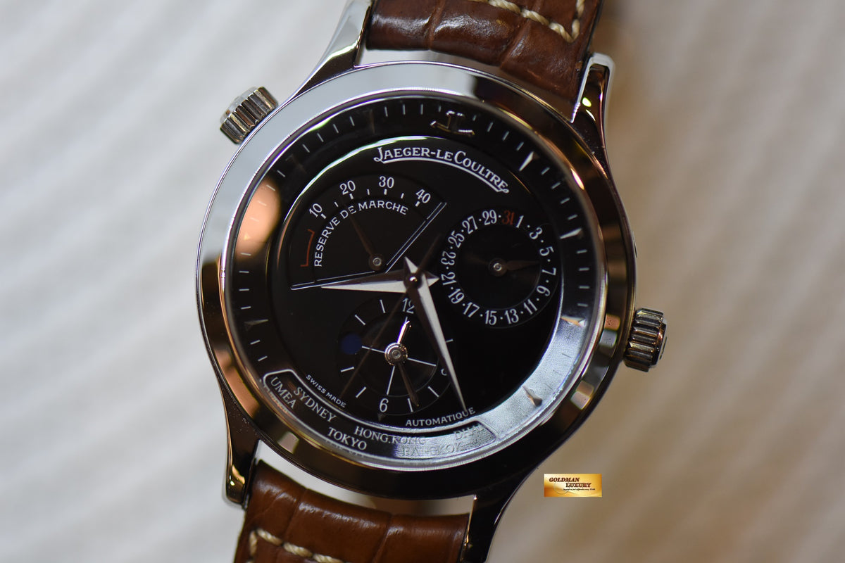[SOLD] JLC MASTER GEOGRAPHIC 38mm RESERVE De MARCHE GMT STEEL AUTOMATIC 142.8.92.S (MINT)