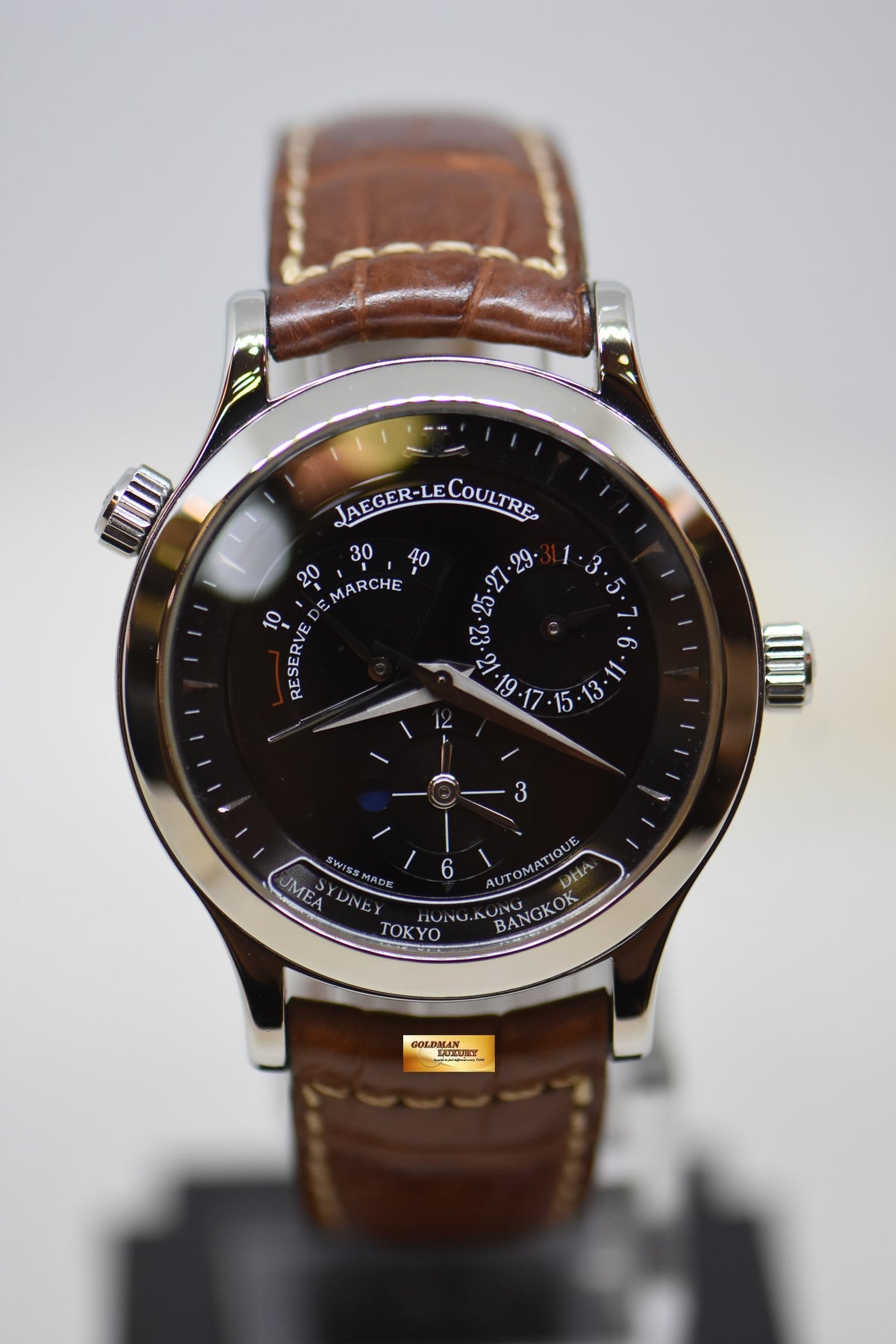 [SOLD] JLC MASTER GEOGRAPHIC 38mm RESERVE De MARCHE GMT STEEL AUTOMATIC 142.8.92.S (MINT)