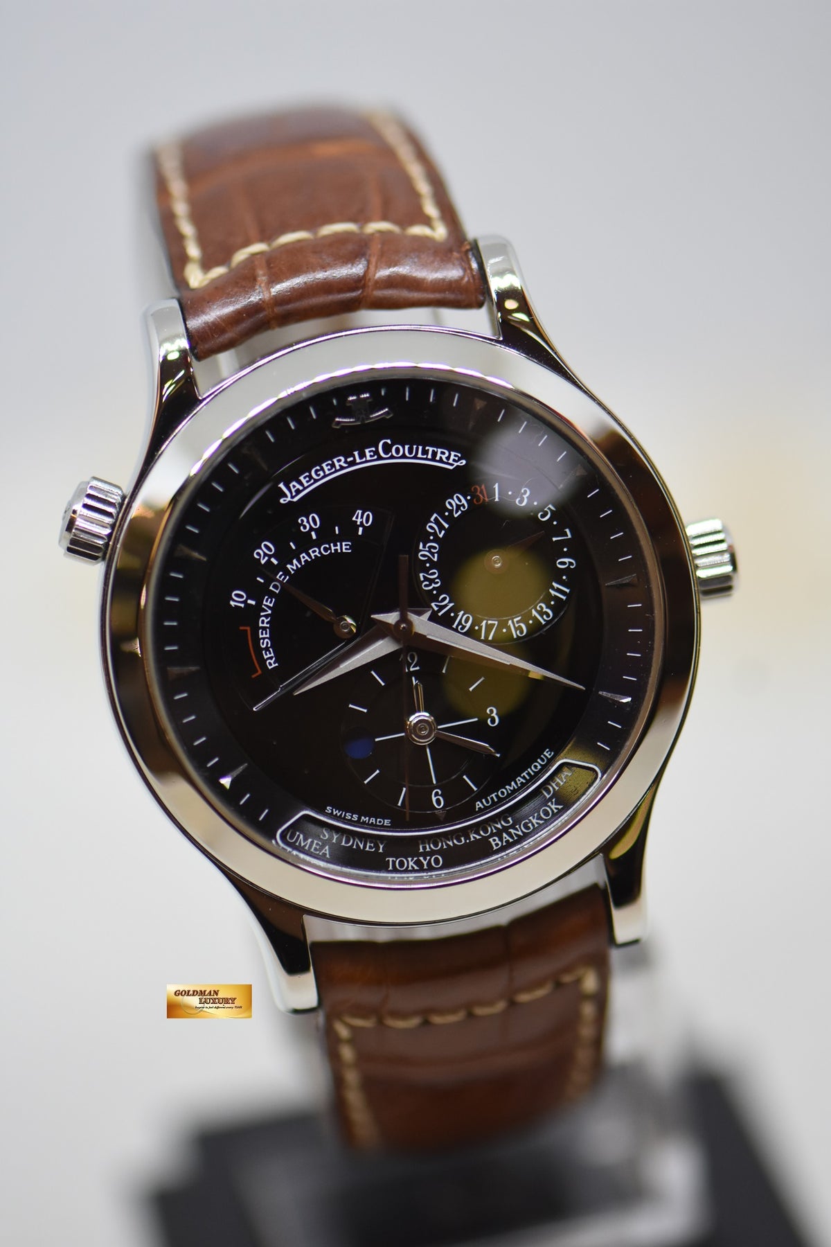 [SOLD] JLC MASTER GEOGRAPHIC 38mm RESERVE De MARCHE GMT STEEL AUTOMATIC 142.8.92.S (MINT)