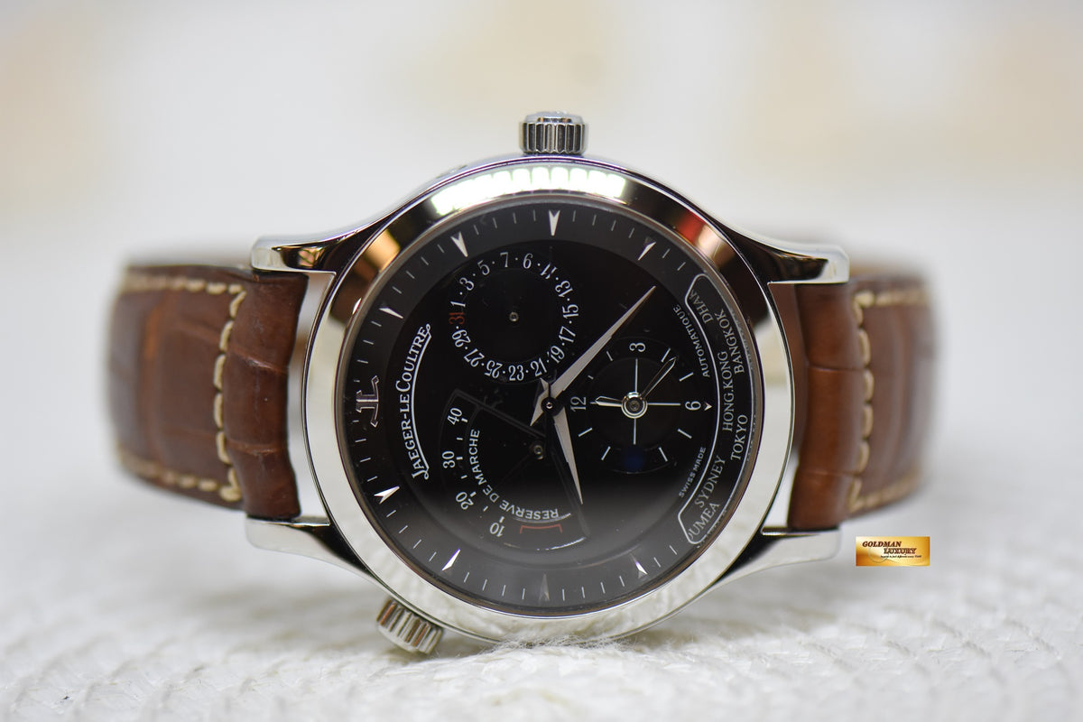 [SOLD] JLC MASTER GEOGRAPHIC 38mm RESERVE De MARCHE GMT STEEL AUTOMATIC 142.8.92.S (MINT)