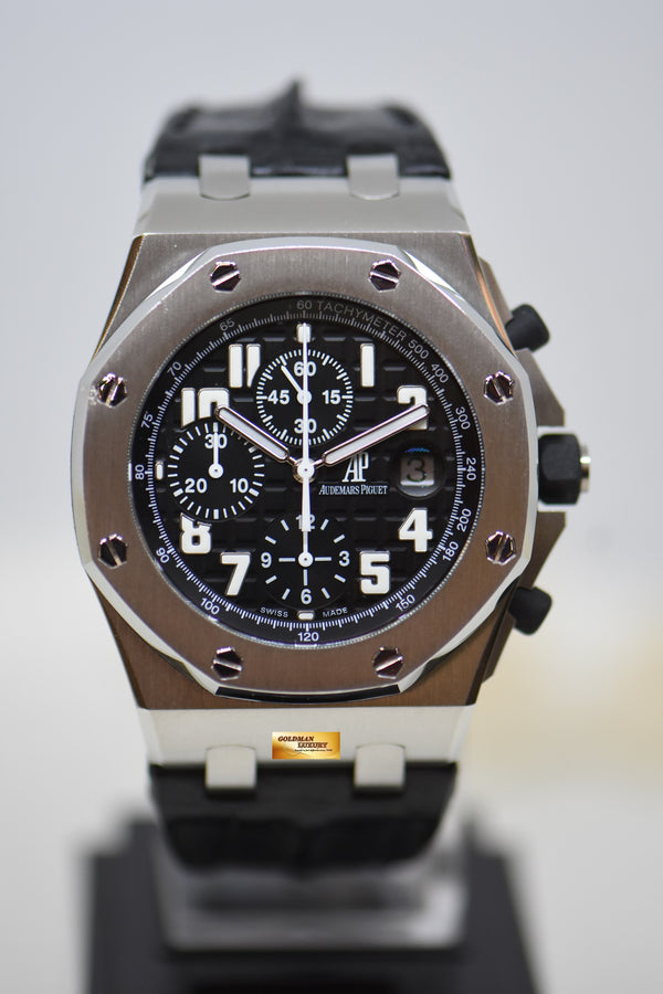 [SOLD] AUDEMARS PIGUET ROYAL OAK “BLACK THEMES” OFFHSORE 42mm STEEL IN LEATHER STRAP CHRONOGRAPH AUTOMATIC 26170ST (MINT)