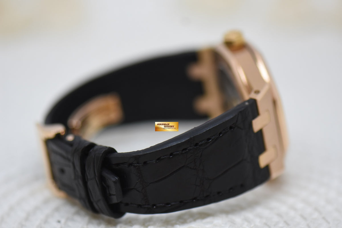 [SOLD] AUDEMARS PIGUET ROYAL OAK 37mm ROSE GOLD IN LEATHER STRAP BLACK DIAL AUTOMATIC 15450OR (MINT)