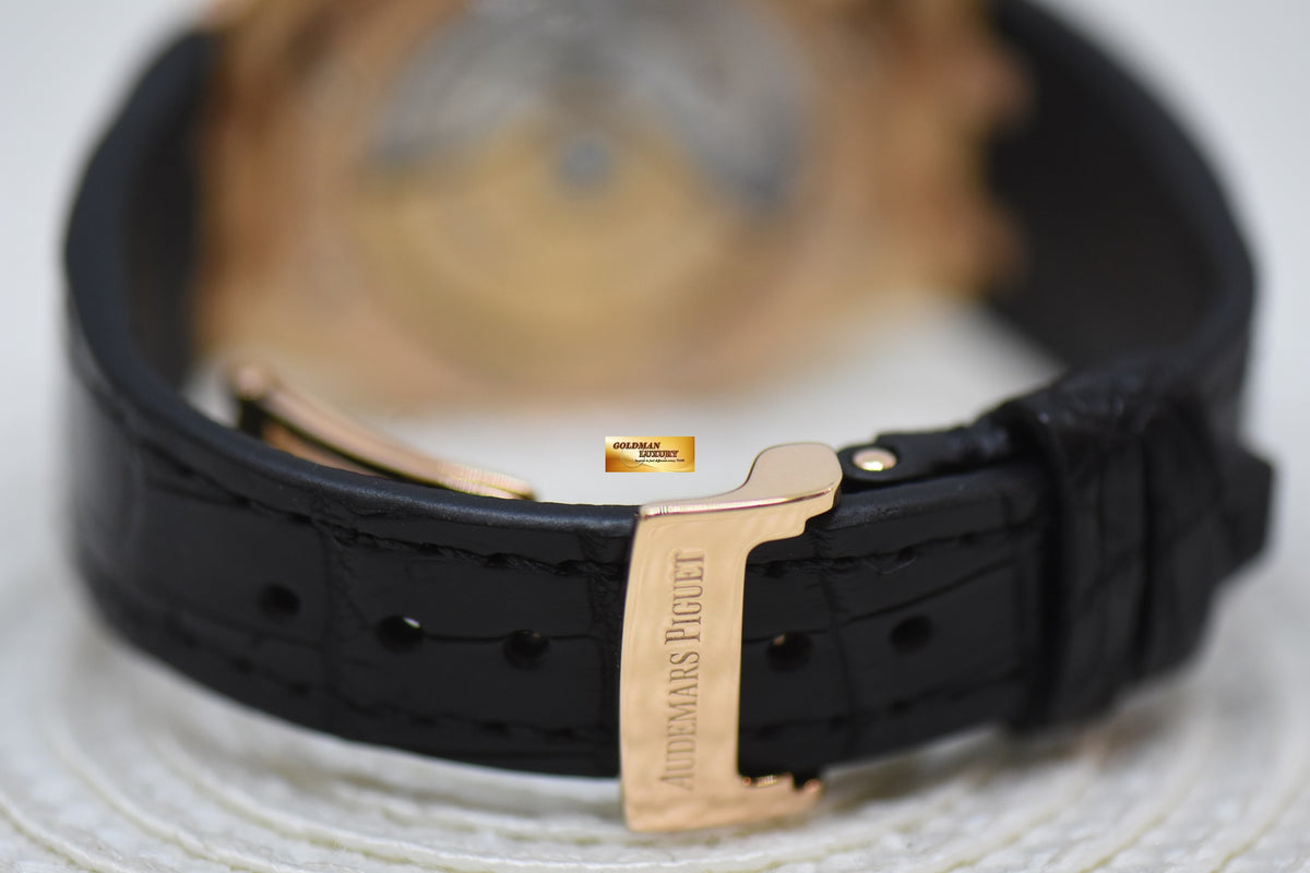 [SOLD] AUDEMARS PIGUET ROYAL OAK 37mm ROSE GOLD IN LEATHER STRAP BLACK DIAL AUTOMATIC 15450OR (MINT)