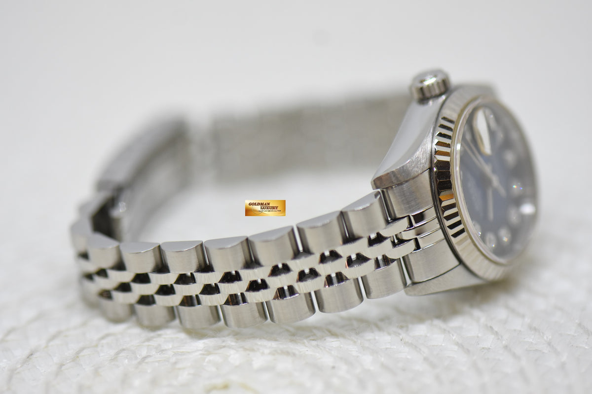 [SOLD] ROLEX OYSTER DATEJUST 26mm STEEL IN JUBILEE BRACELET BLUE-HUE DIAMOND DIAL 69174 (MINT)