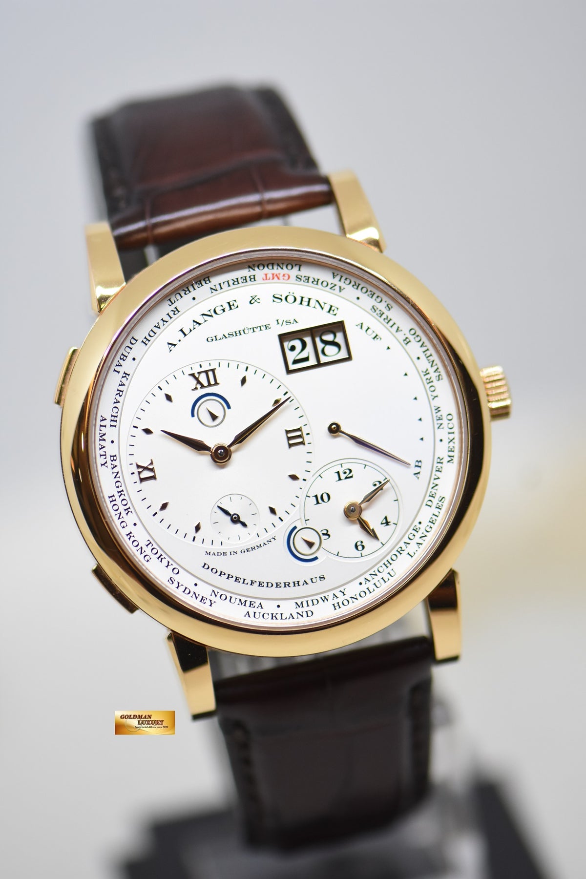 [SOLD] A.LANGE & SOHNE LANGE 1 TIMEZONE 41.9mm PINK GOLD OUTSIZED DATE DAY/NIGHT MANUAL 116.032 (MINT)