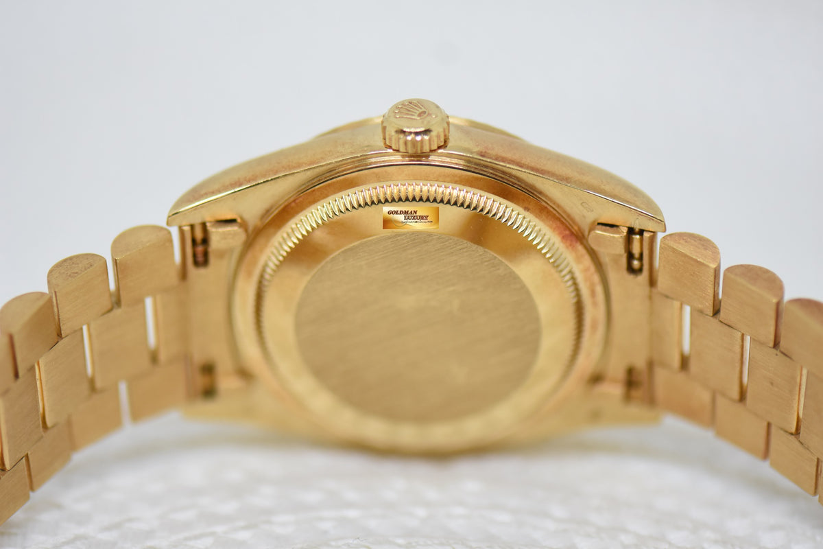 [SOLD] ROLEX OYSTER DAY-DATE 36mm YELLOW GOLD IN PRESIDENT BRACELET GOLD DIAMOND DIAL (DOUBLE QUICK-SET DATE) 18238 (MINT)
