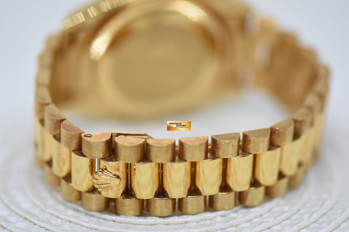 [SOLD] ROLEX OYSTER DAY-DATE 36mm YELLOW GOLD IN PRESIDENT BRACELET GOLD DIAMOND DIAL (DOUBLE QUICK-SET DATE) 18238 (MINT)