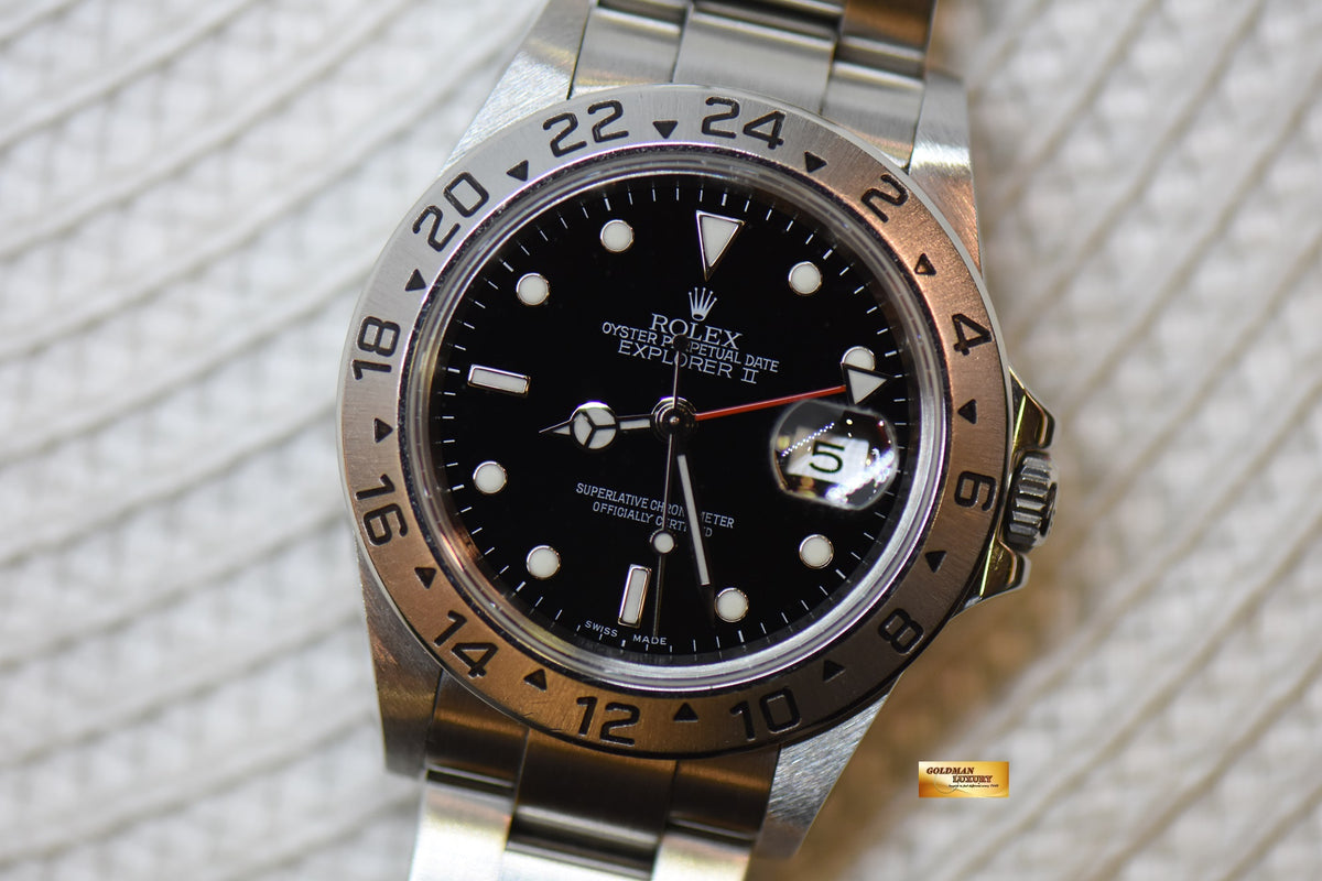 [SOLD] ROLEX OYSTER EXPLORER II 40mm STEEL BLACK DIAL CALIBRE 3185 16570 (NO PINHOLE-SEL) (CHAPTERING) (MINT)