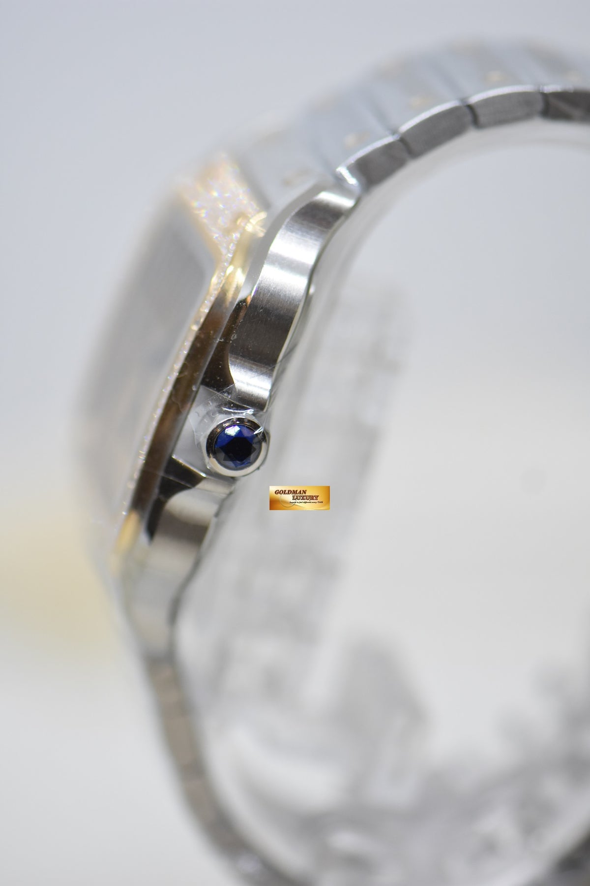 [SOLD] SANTOS De CARTIER MEDIUM HALF-GOLD IN BRACELET & LEATHER STRAP ORIGINAL DIAMOND BEZEL AUTOMATIC W3SA0007 (BRAND NEW-UNWORN)