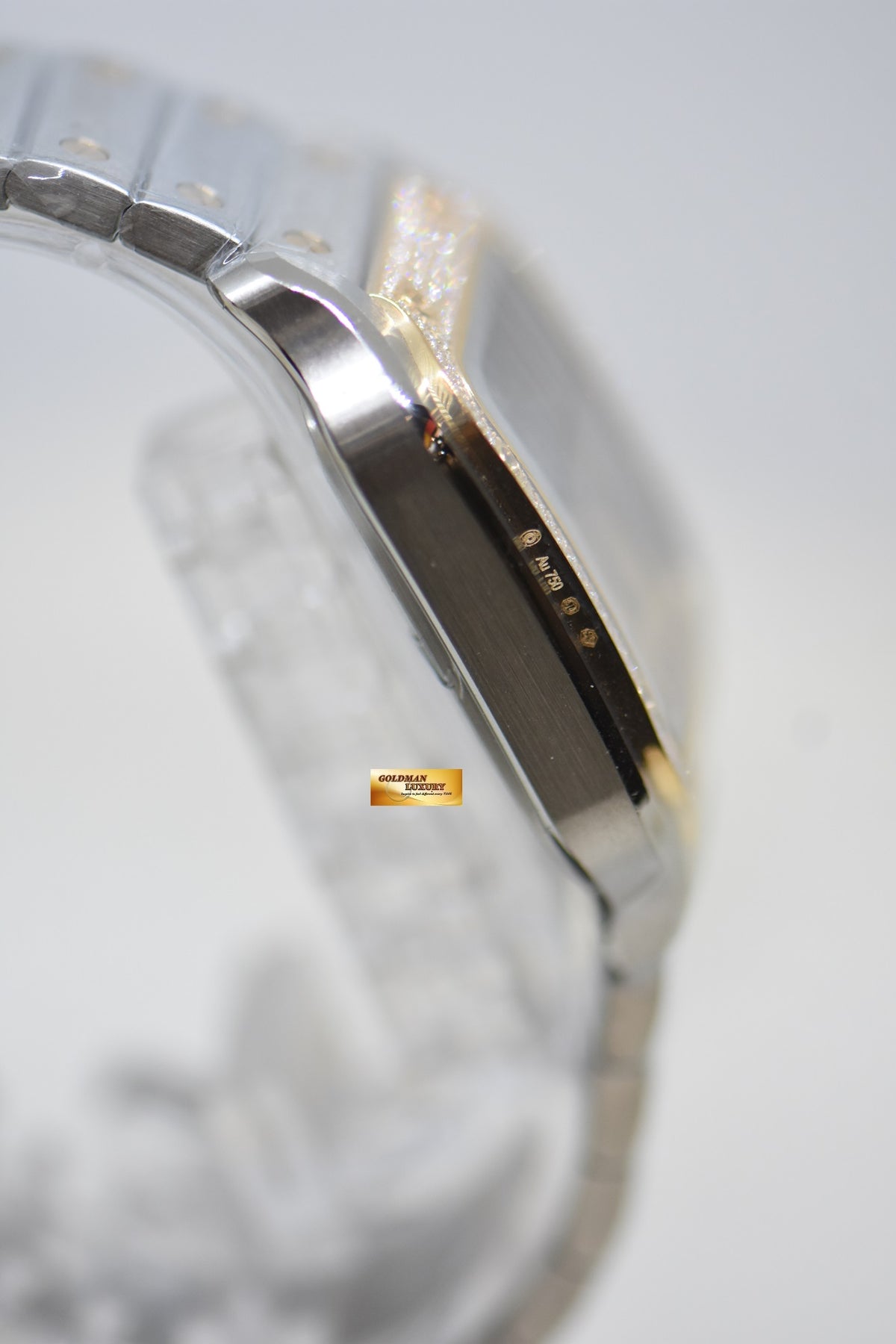 [SOLD] SANTOS De CARTIER MEDIUM HALF-GOLD IN BRACELET & LEATHER STRAP ORIGINAL DIAMOND BEZEL AUTOMATIC W3SA0007 (BRAND NEW-UNWORN)