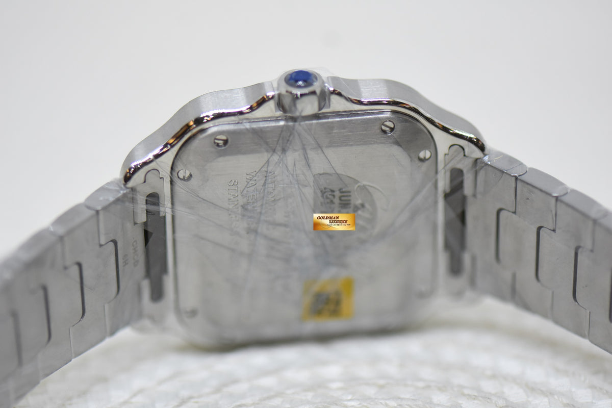 [SOLD] SANTOS De CARTIER MEDIUM HALF-GOLD IN BRACELET & LEATHER STRAP ORIGINAL DIAMOND BEZEL AUTOMATIC W3SA0007 (BRAND NEW-UNWORN)