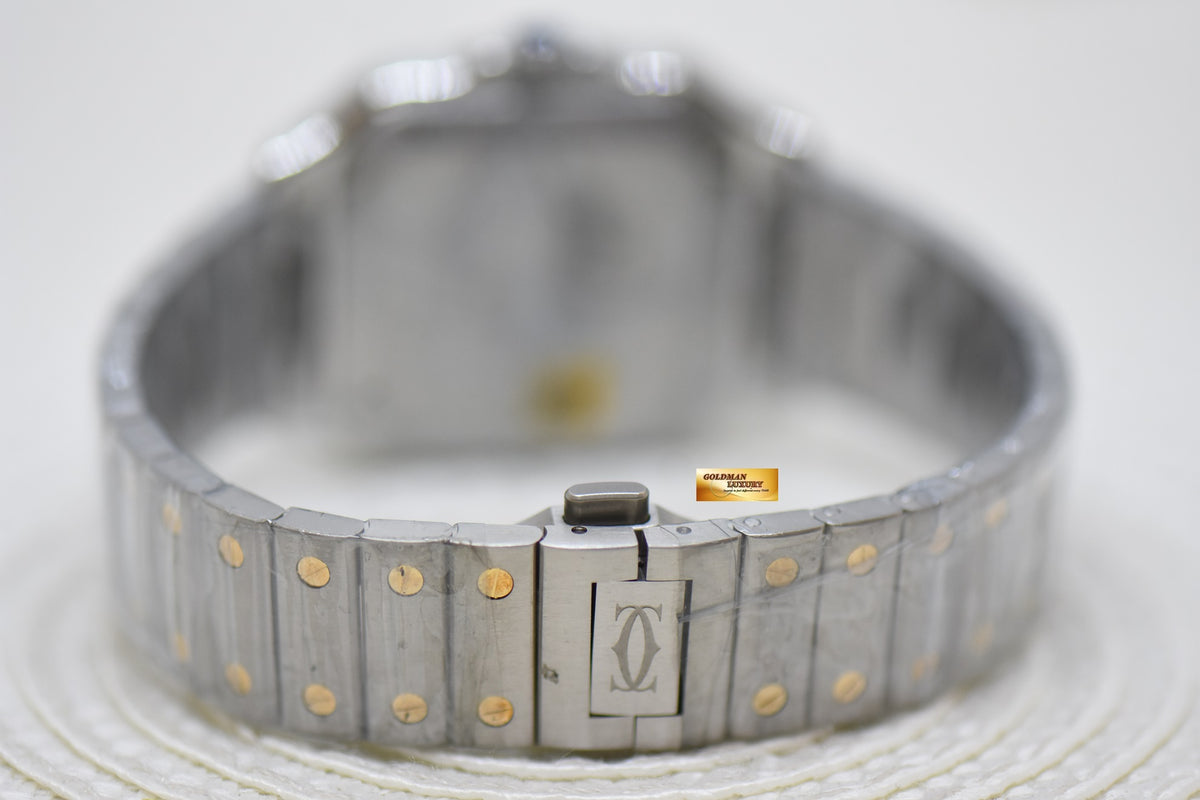 [SOLD] SANTOS De CARTIER MEDIUM HALF-GOLD IN BRACELET & LEATHER STRAP ORIGINAL DIAMOND BEZEL AUTOMATIC W3SA0007 (BRAND NEW-UNWORN)