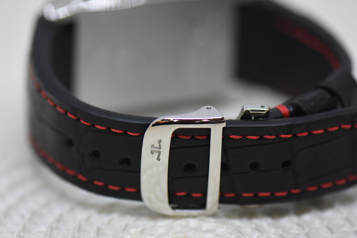 [SOLD] JLC REVERSO SQUADRA HOMETIME am/pm GMT STEEL IN LEATHER AUTOMATIC 230.8.77 (MINT)