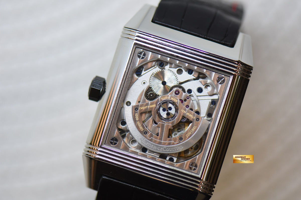 [SOLD] JLC REVERSO SQUADRA HOMETIME am/pm GMT STEEL IN LEATHER AUTOMATIC 230.8.77 (MINT)