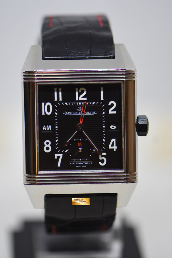 JLC REVERSO SQUADRA HOMETIME am/pm GMT STEEL IN LEATHER AUTOMATIC 230.8.77 (MINT)