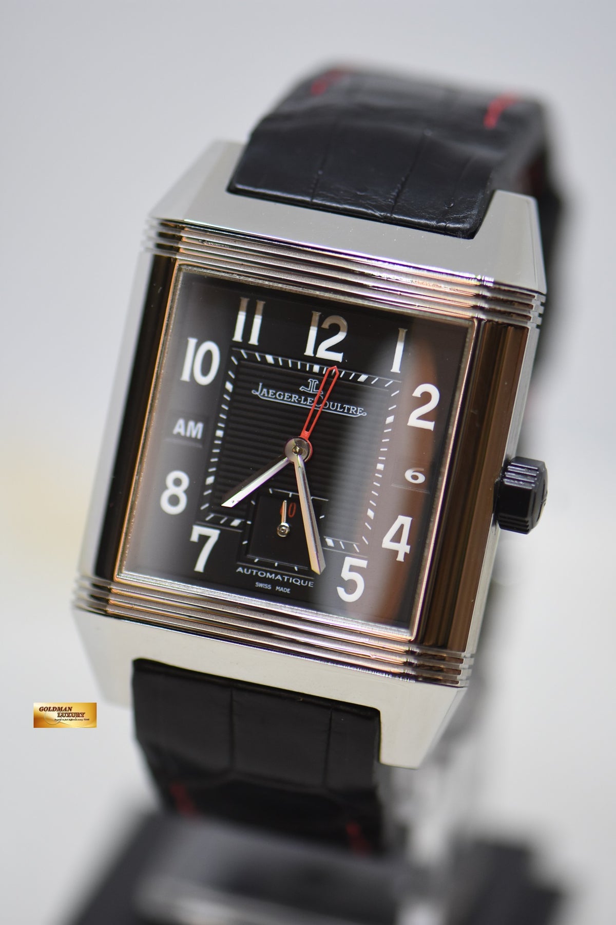 [SOLD] JLC REVERSO SQUADRA HOMETIME am/pm GMT STEEL IN LEATHER AUTOMATIC 230.8.77 (MINT)