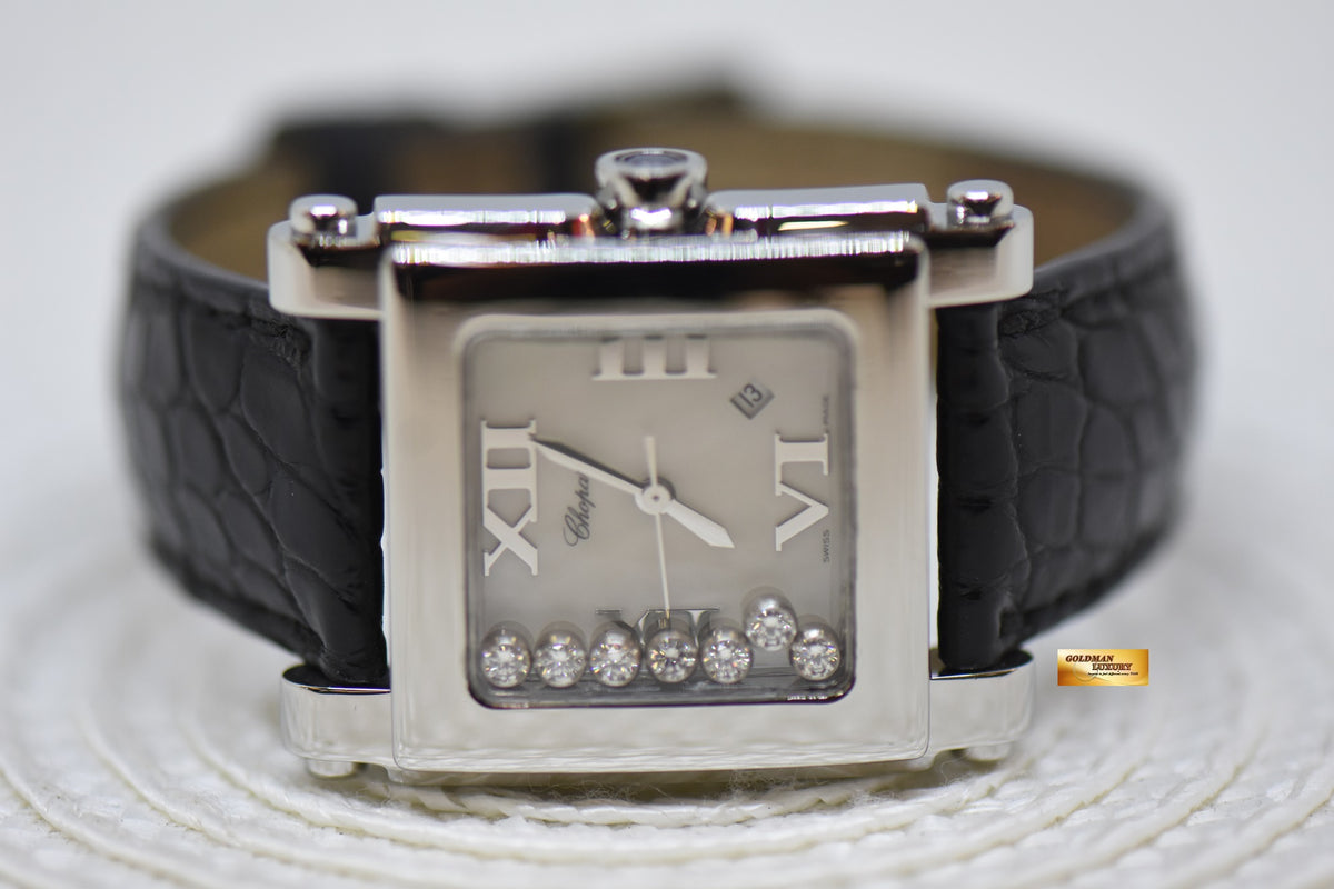 [SOLD] CHOPARD HAPPY SPORTS ORIGINAL 7 DIAMONDS MOP DIAL LADIES STEEL IN LEATHER STRAP QUARTZ 27/8495 (MINT)
