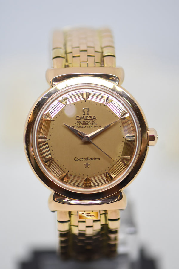 OMEGA CONSTELLATION GRAND LUXE 35mm YELLOW GOLD IN BRICK BRACELET OT2930 (VINTAGE-MINT)