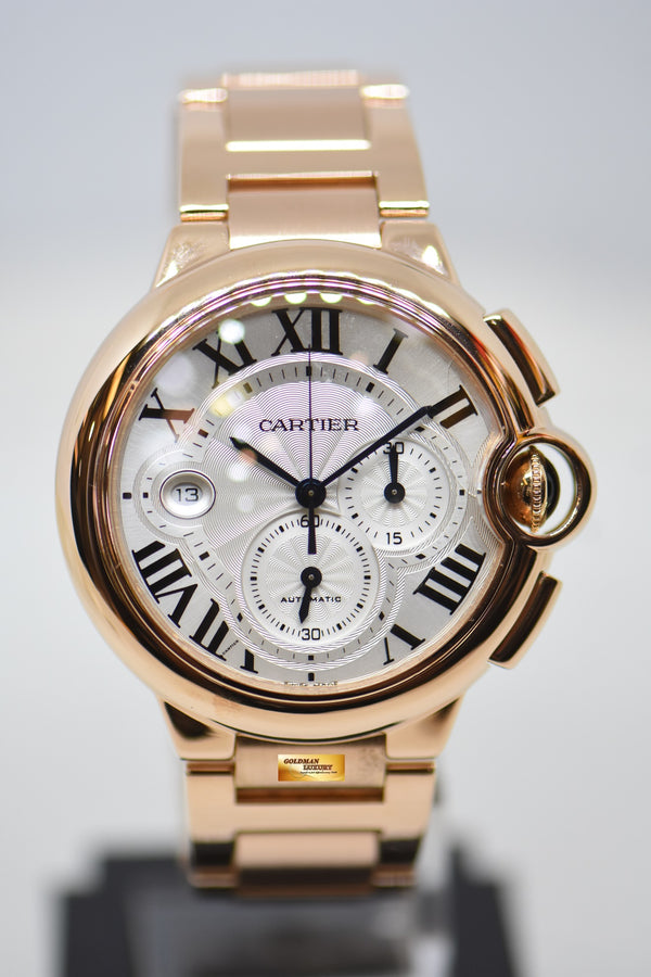 CARTIER BALLON BLEU XL 44mm CHRONOGRAPH ROSE GOLD IN BRACELET AUTOMATIC W6920010 (MINT)