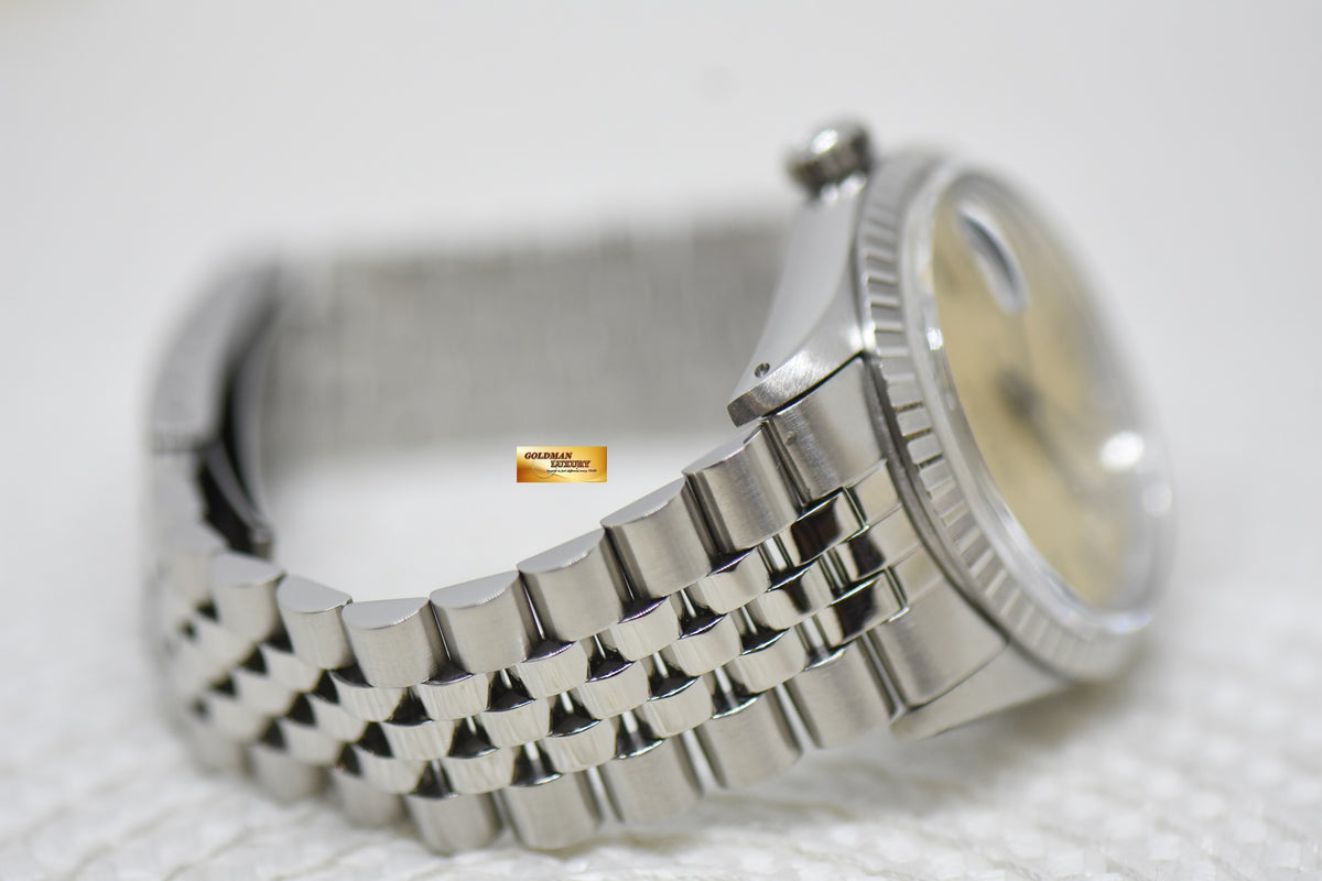 [SOLD] ROLEX OYSTER DATEJUST 36mm STEEL IN JUBILEE BRACELET CREAM BUCKLEY DIAL 16030 (MINT)