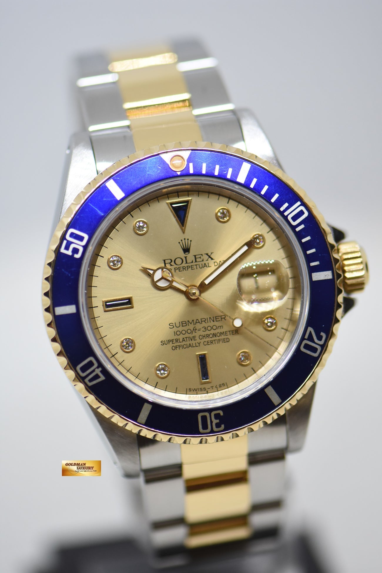 SOLD] ROLEX OYSTER SUBMARINER 40mm HALF-GOLD SILVER SERTI DIAL