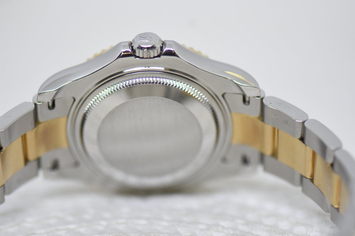 [SOLD] ROLEX OYSTER YACHT MASTER 35mm HALF GOLD IN  BRACELET WHITE DIAL 168623 (MINT)