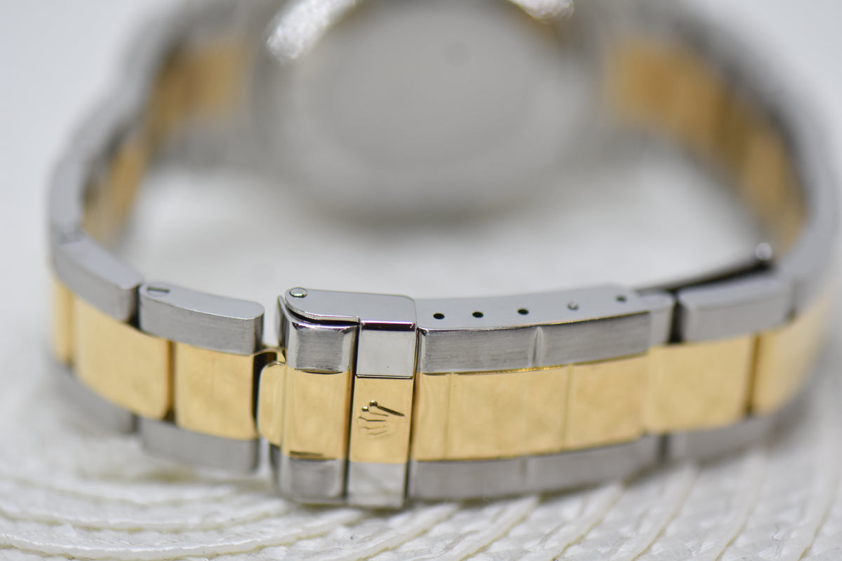 [SOLD] ROLEX OYSTER YACHT MASTER 35mm HALF GOLD IN  BRACELET WHITE DIAL 168623 (MINT)