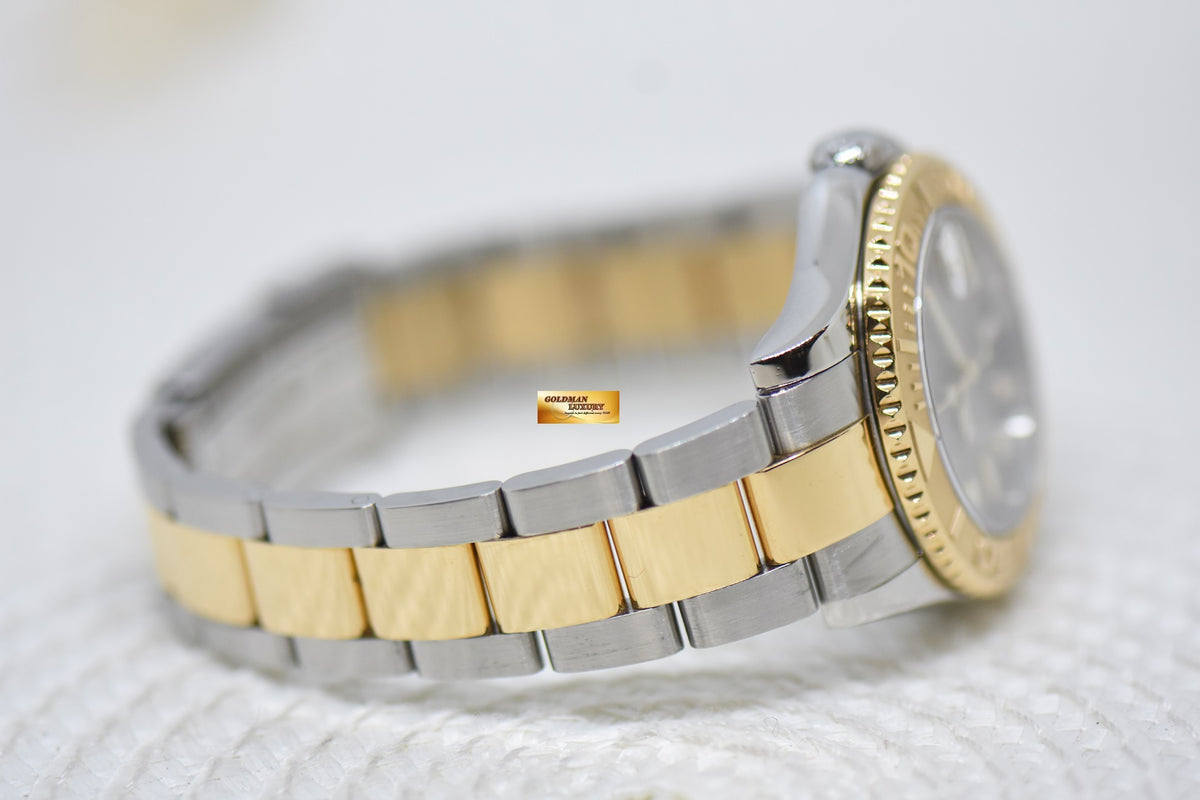 [SOLD] ROLEX OYSTER YACHT MASTER 35mm HALF GOLD IN  BRACELET SILVER DIAL 168623 (MINT)