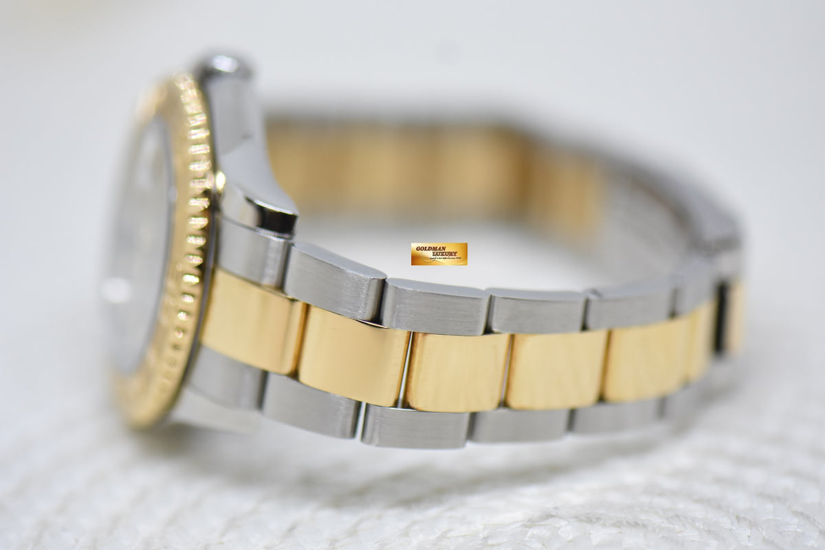 [SOLD] ROLEX OYSTER YACHT MASTER 35mm HALF GOLD IN  BRACELET SILVER DIAL 168623 (MINT)