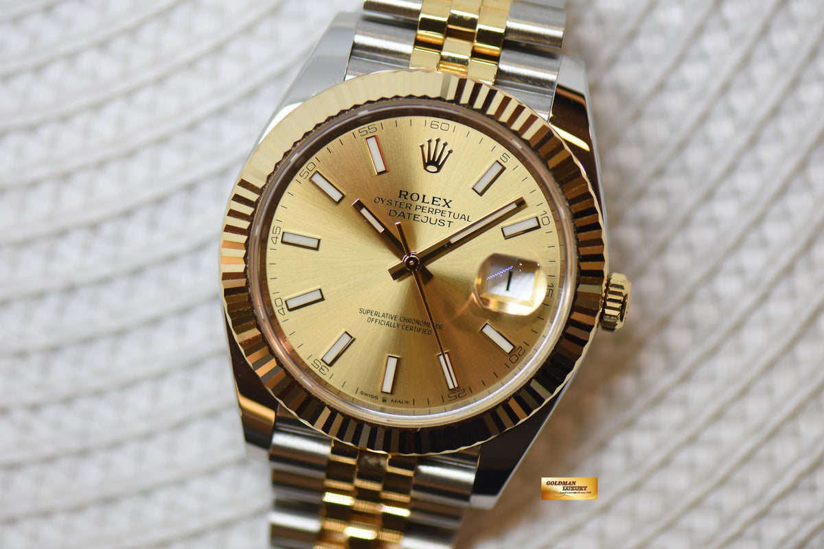 [SOLD] ROLEX OYSTER PERPETUAL 41mm GOLD / STEEL IN JUBILEE BRACELET CHAMPAGNE GOLD DIAL AUTOMATIC 126333 (NEW-UNWORN)
