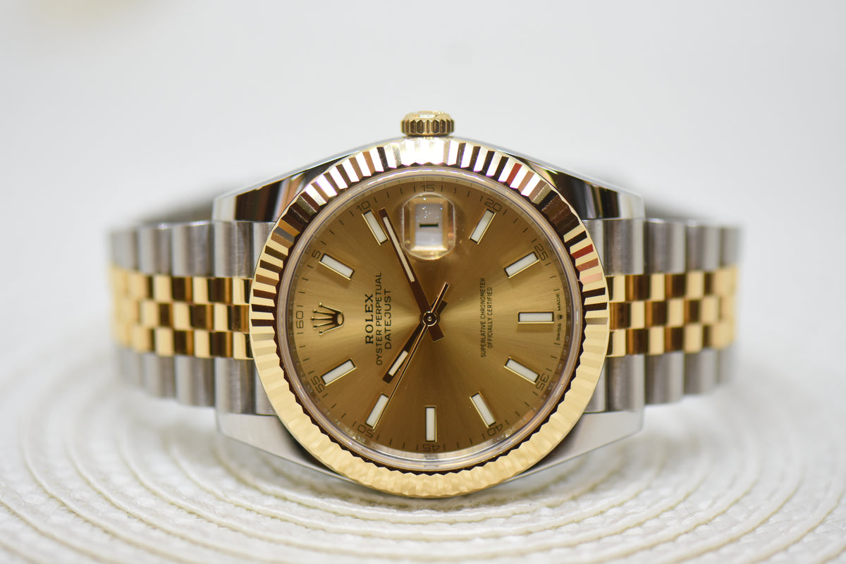 [SOLD] ROLEX OYSTER PERPETUAL 41mm GOLD / STEEL IN JUBILEE BRACELET CHAMPAGNE GOLD DIAL AUTOMATIC 126333 (NEW-UNWORN)