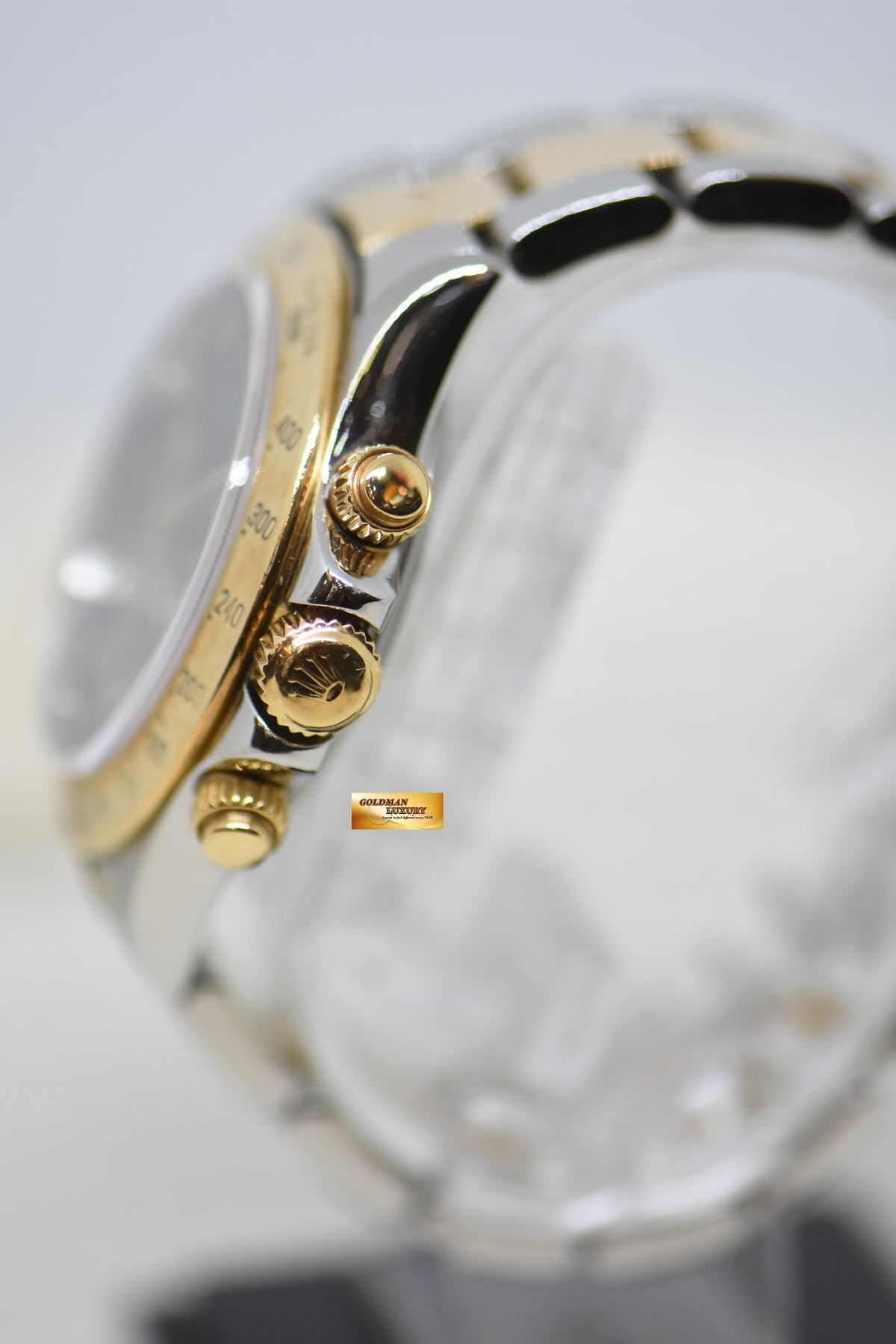 [SOLD] ROLEX OYSTER DAYTONA CHRONOGRAPH 40mm HALF-GOLD IN BRACELET ZENITH MVT BLACK AGING DIAL 16523 (MINT)