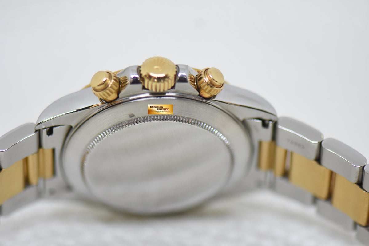 [SOLD] ROLEX OYSTER DAYTONA CHRONOGRAPH 40mm HALF-GOLD IN BRACELET ZENITH MVT BLACK AGING DIAL 16523 (MINT)