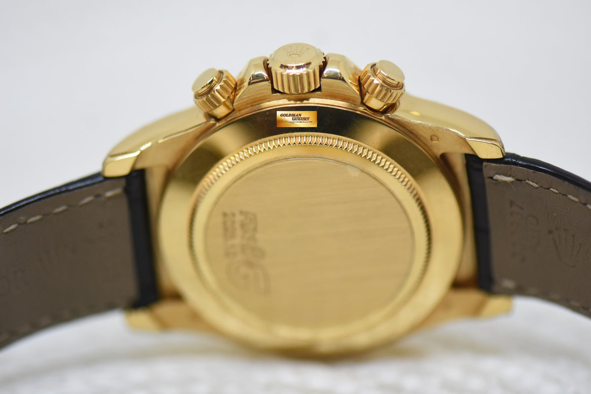 [SOLD] ROLEX OYSTER DAYTONA ZENITH CHRONOGRAPH 40mm YELLOW GOLD IN LEATHER GOLD DIAL 16518 (MINT)