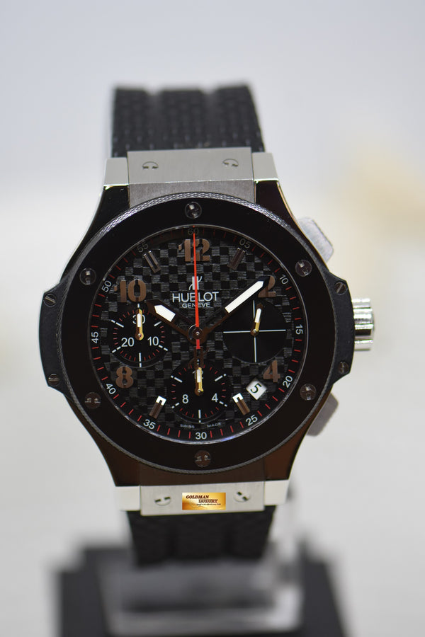 HUBLOT BIG BANG CHRONOGRAPH 41mm STEEL IN RUBBER STRAP CERAMIC BEZEL AUTOMATIC 342.SB.131.RX (MINT)